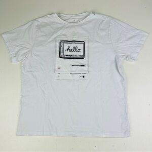 Apple Macintosh Hello Graphic White T-Shirt Retro Computer Tee Large